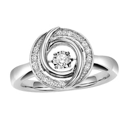 Sterling Silver Diamond Rhythm of Love Ring 1/10 ctw