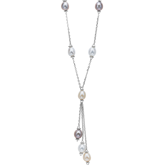 Sterling Silver Necklace with multi-colored Fresh Water Pearls