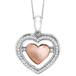 14KW & R Diamond Rhythm of Love Pendant 1/7 ctw