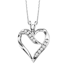 Sterling Silver Diamond Heart Pendant - FP1192