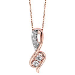 14K Rose Gold Diamond Two Stone Pendant