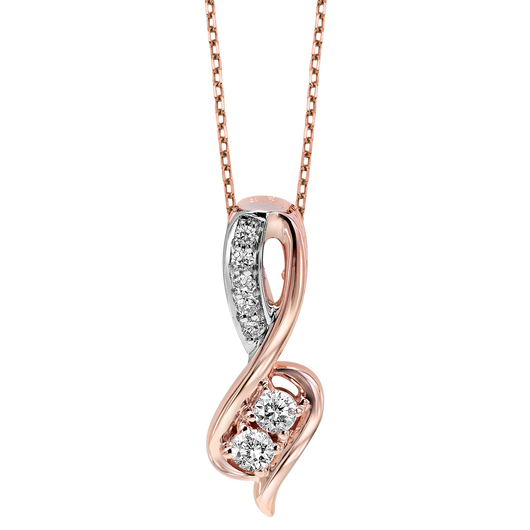 14K Rose Gold Diamond Two Stone Pendant