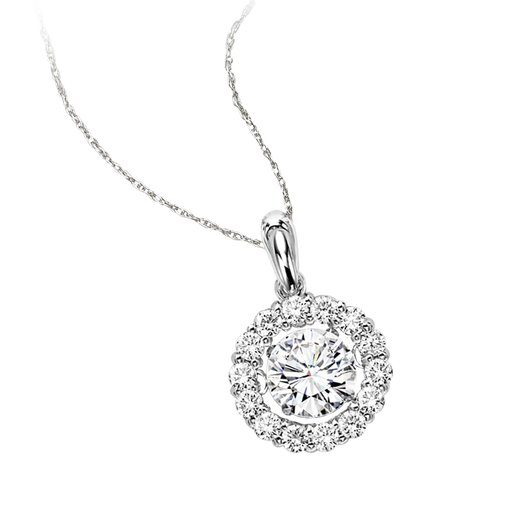 14K Diamond Rhythm of Love Halo Pendant