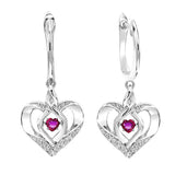 Sterling Silver Diamond Rhythm of Love Heart dangle Gemstone Earrings