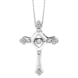 14K Diamond Rhythm of Love Cross 1/10 ctw