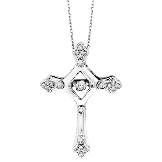 14K Diamond Rhythm of Love Cross 1/10 ctw