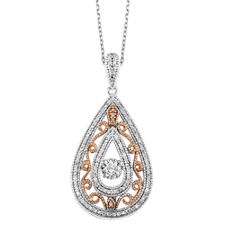 Rose Gold & Sterling Silver Diamond Rhythm of Love Pendant 1/4 ctw