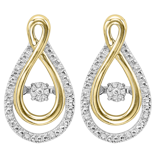 Gold & Sterling Silver Diamond Rhythm of Love Earrings
