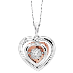 Gold & Silver Diamond Rhythm of Love Pendant 1/10 ctw