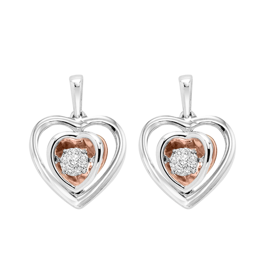 Gold & Silver Diamond Rhythm of Love Earrings 1/7 ctw