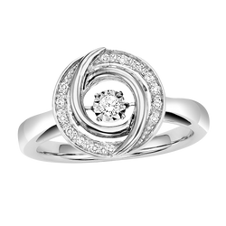 Sterling Silver Diamond Rhythm of Love Ring 1/10 ctw