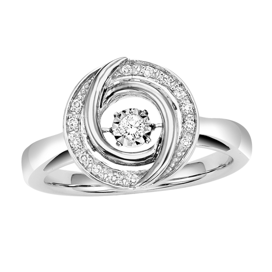 Sterling Silver Diamond Rhythm of Love Ring 1/10 ctw