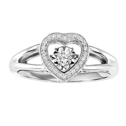 Sterling Silver Diamond Rhythm of Love Ring 1/6 ctw