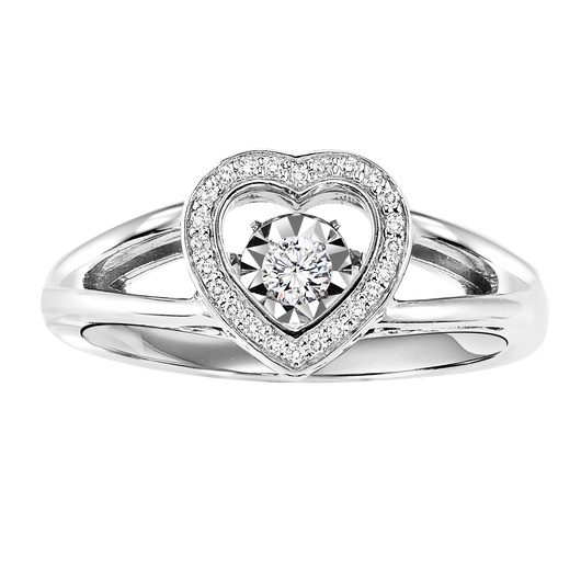 Sterling Silver Diamond Rhythm of Love Ring 1/6 ctw