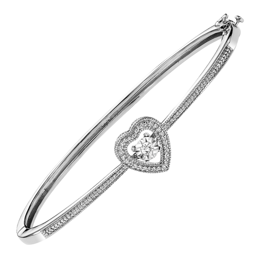 Sterling Silver Diamond Rhythm of Love Bangle 1 /4 ctw
