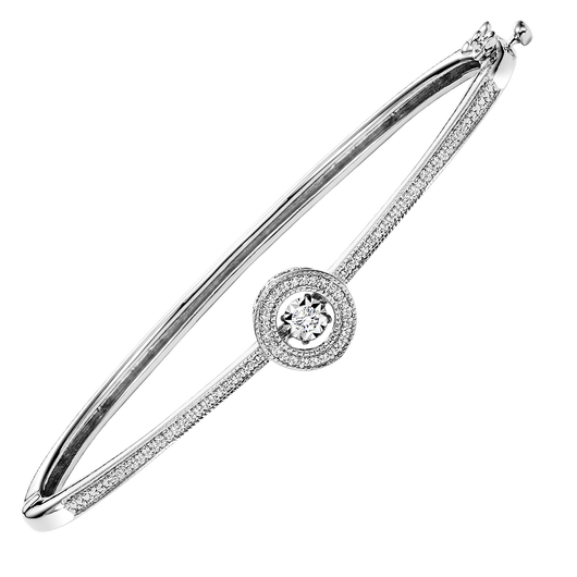 Sterling Silver Diamond Rhythm of Love Bangle 1 /4 ctw