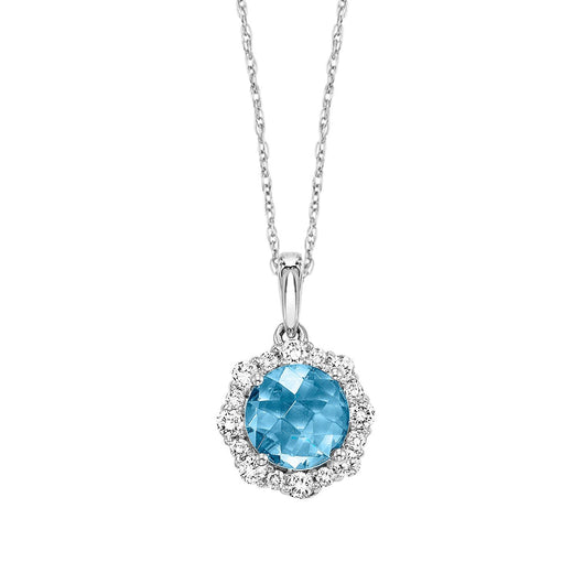 Silver with round Blue Topaz Pendant