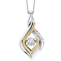 Gold & Silver Diamond Rhythm of Love Pendant 1/10 ctw