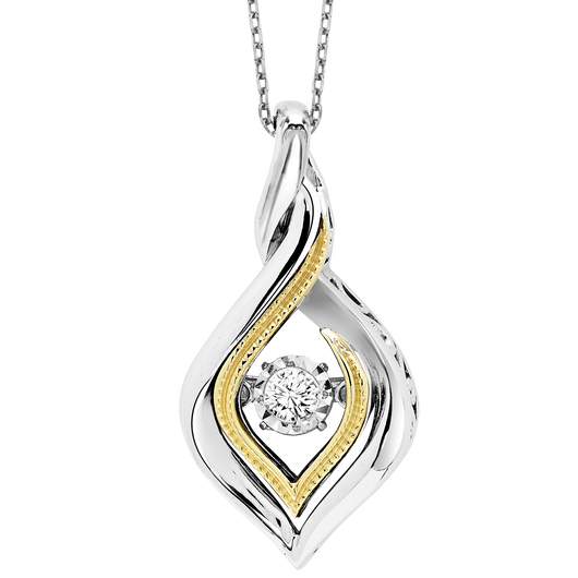 Gold & Silver Diamond Rhythm of Love Pendant 1/10 ctw