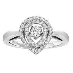 14KW Pear Halo Diamond Rhythm of Love Pendant center diamond 1/7 ctw Ring 1/3 tdw