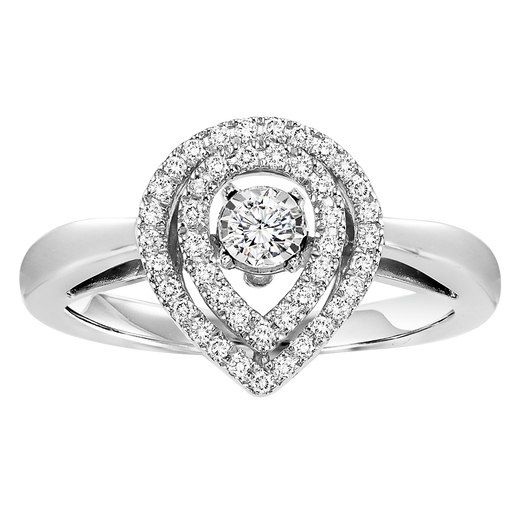 14KW Pear Halo Diamond Rhythm of Love Pendant center diamond 1/7 ctw Ring 1/3 tdw