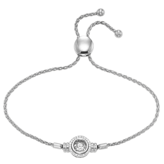 14K Diamond Rhythm of Love Bolo WG Bracelet 1/4 ctw
