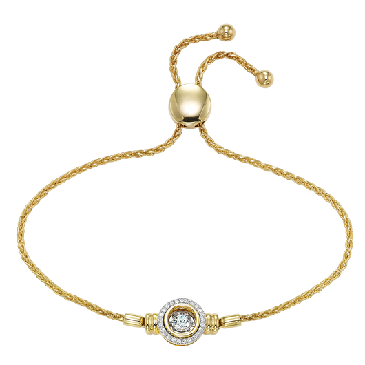 14K Diamond Rhythm of Love Bolo YG Bracelet 1/4 ctw