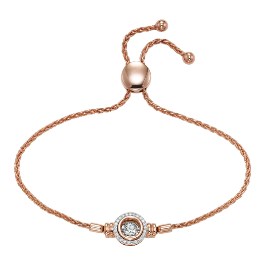 14K Diamond Rhythm of Love Bolo ROSE Bracelet 1/4 ctw