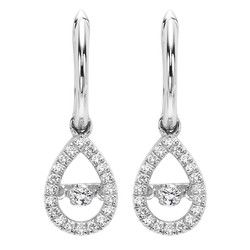 14k White old Rhythm of Love Pear Dangle Earrings