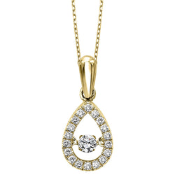 Christmas 10K Yellow Gold Diamond Rhythm of Love Pendant 1/5 ctw