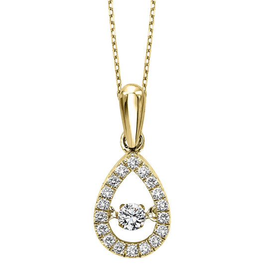 Christmas 10K Yellow Gold Diamond Rhythm of Love Pendant 1/5 ctw