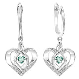 Sterling Silver Diamond Rhythm of Love Heart dangle Gemstone Earrings