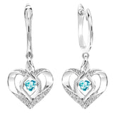 Sterling Silver Diamond Rhythm of Love Heart dangle Gemstone Earrings