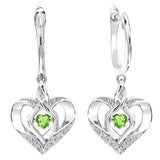 Sterling Silver Diamond Rhythm of Love Heart dangle Gemstone Earrings