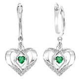 Sterling Silver Diamond Rhythm of Love Heart dangle Gemstone Earrings