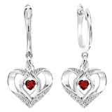 Sterling Silver Diamond Rhythm of Love Heart dangle Gemstone Earrings