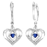 Sterling Silver Diamond Rhythm of Love Heart dangle Gemstone Earrings