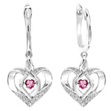 Sterling Silver Diamond Rhythm of Love Heart dangle Gemstone Earrings