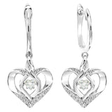 Sterling Silver Diamond Rhythm of Love Heart dangle Gemstone Earrings