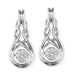 Sterling Silver Diamond  Rhythm of Love Earrings