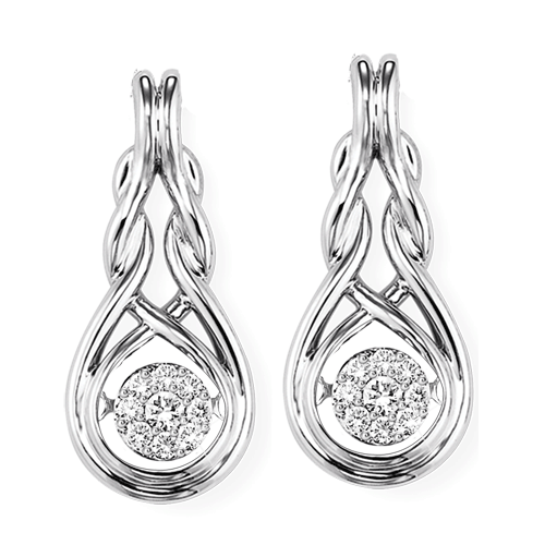 Sterling Silver Diamond  Rhythm of Love Earrings